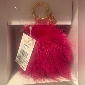Michael Kors Pink Fox Fur Pom Pom Keychain Purse Charm